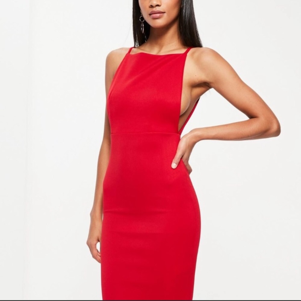 Missguided red midi dress